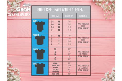 T Shirt Size Chart And Placement Svg T Shirt Size Chart Svg Etsy ...