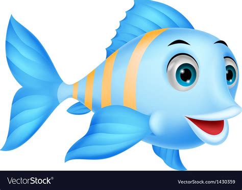 Cute fish cartoon vector image on VectorStock | Cartoon fish, Cute ...