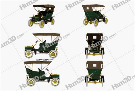 Ford Model F Touring 1905 Blueprint Template - 3DModels