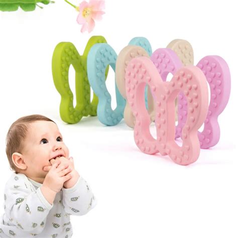 Butterfly shaped Baby Teething Toy Food Grade Silicone Grind Baby Teeth ...