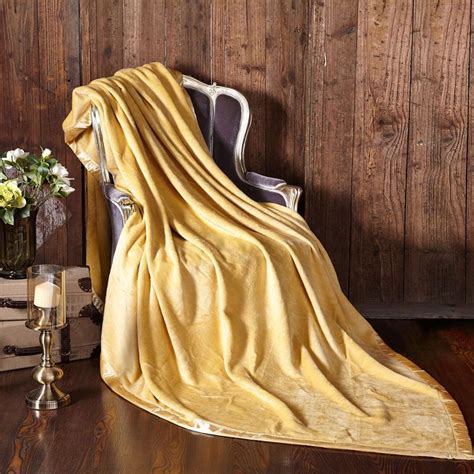 Silk Fleece Blanket With Charmeuse Border Yellow