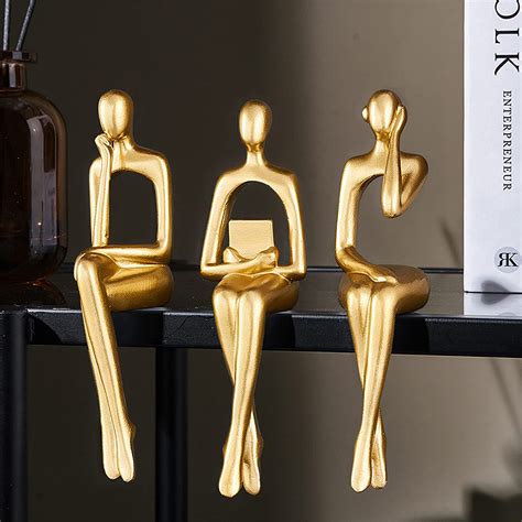 Amazon.com: XINXUAN Gold Statue Home Decorations for Living Room,Shelf ...