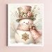 Christmas Wall Art Instant Digital Download Printable Shabby Chic Snowman Holiday Decor Pink ...