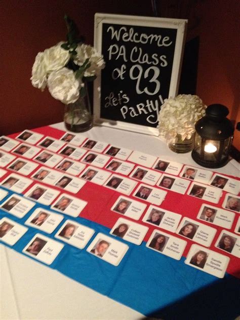 Class Reunion Decorations | Class reunion welcome table! Name tags and chalk board welcome sign ...