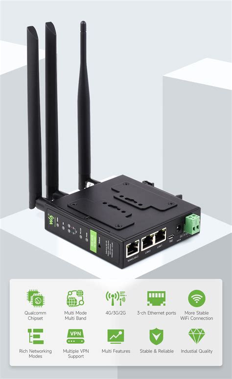 Industrial 4G LTE Router, multiple VPN protocols support, 3-ch Ethernet ...