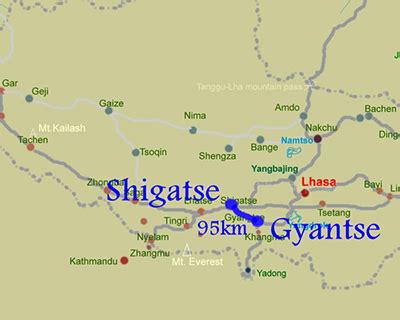 Shigatse Maps, Map of Shigatse Region