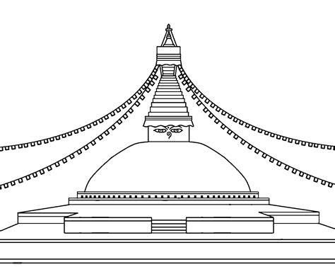 Boudhanath Stupa drawing clipart illustration | Clipart Nepal