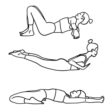 Premium Vector | Set of ladies yoga poses in cartoon outline flat style ...