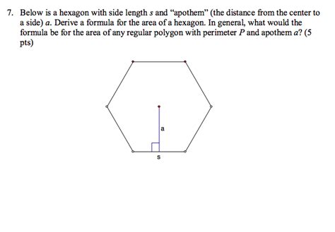 Solved Below is a hexagon with side length s and "apothem" | Chegg.com