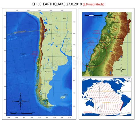 Chile Earthquake 2010 Map editorial image. Illustration of ...