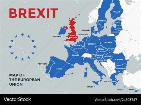 Poster map european union with country Royalty Free Vector