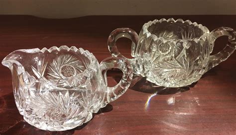 Antique Cut Glass Creamer & Sugar Set - Tangible Investments