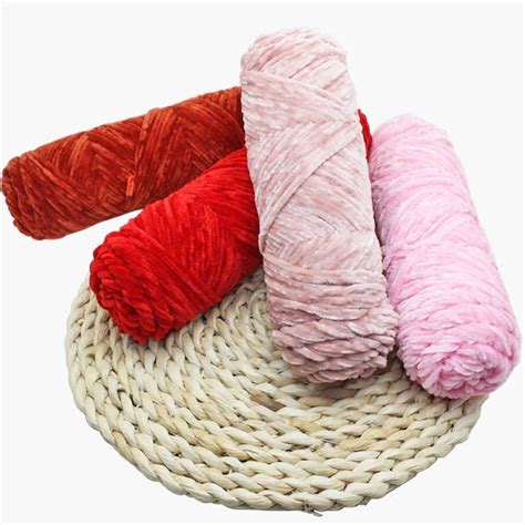 2balls*100g Popular Soft Smooth Pleuche Polyester Chenille yarn for knitting thick crochet yarn ...