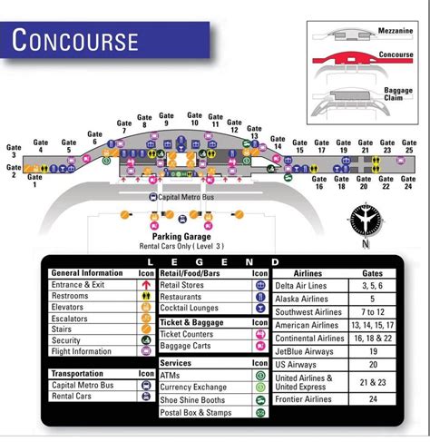 Austin airport map - Austin terminal map (Texas - USA)