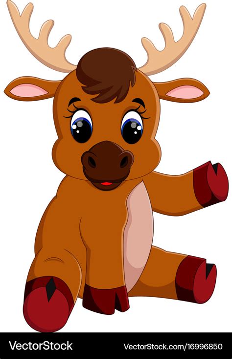 Cute baby moose sitting Royalty Free Vector Image