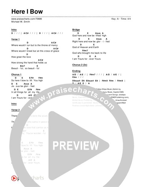 Here I Bow Chords PDF (Michael W. Smith) - PraiseCharts