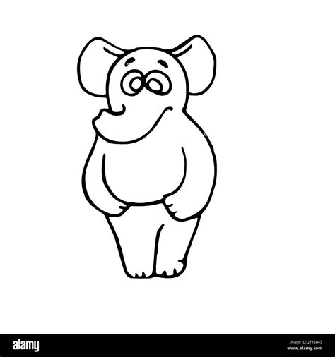 Elephants. Illustration. Cartoon sketch style. Hand outline drawing cheerful funny animal ...