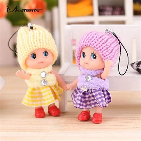 Meetcute Cute Kids Key Chain Toys Soft Interactive Baby Dolls Toy Keychain Mini Doll For Phone ...