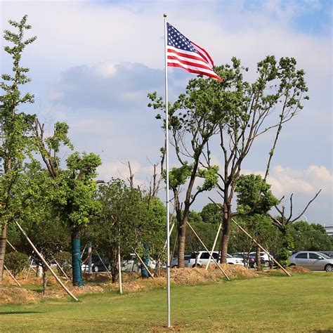 Kinbor 20ft Telescoping Flag Pole Aluminum Alloy with 2 USA Flags ...