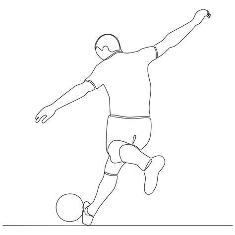 Continuous Line Drawing Football Player Vector Line Art Illustration ...