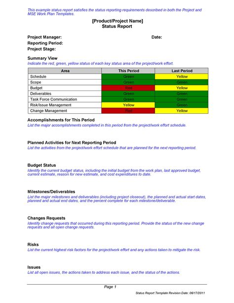 Quarterly Project Status Report Template | Classles Democracy