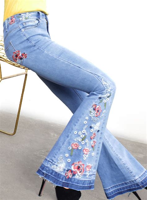 $38 Women's Embroidered Bell Bottom Slim Fit Bootcut Jeans ...