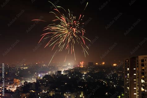 Fireworks in the Sky in Diwali Festival. Diwali is biggest festival of ...