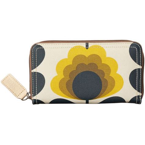 Orla Kiely Summer Flower Stem Big Zip Wallet - Sunshine ($97) liked on Polyvore featuring bags ...