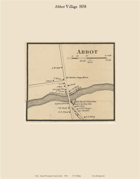 Abbot Village, Maine 1858 Old Town Map Custom Print - Piscataquis Co ...