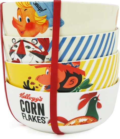 Kelloggs Large Cereal Bowl Set – Set of 4 Big Novelty Cereal Bowls ...