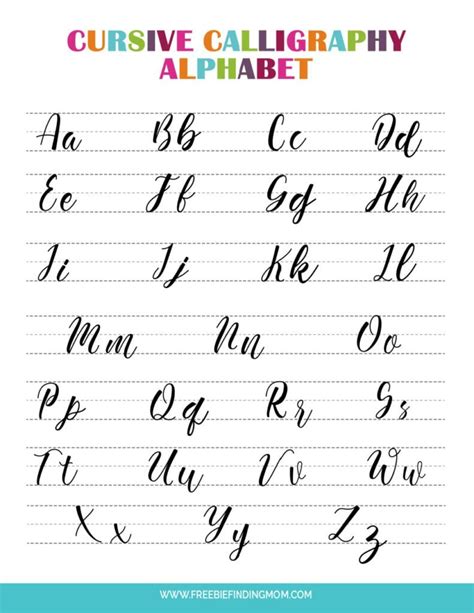 Cursive Calligraphy Alphabet Letter Printables