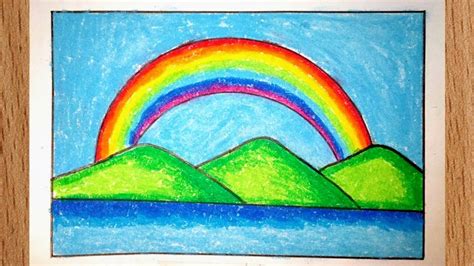 How to draw easy and simple rainbow scenery drawing | Rainbow drawing ...