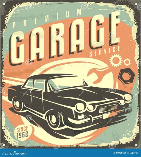 Garage vintage metal sign stock vector. Illustration of graphic - 44006536