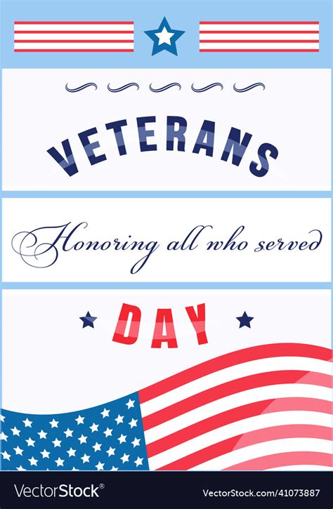 Us veterans day poster flat template Royalty Free Vector