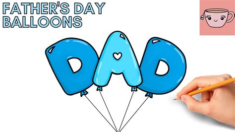 How To Draw Father's Day - Dad Balloons | Cute Easy Step By Step ...