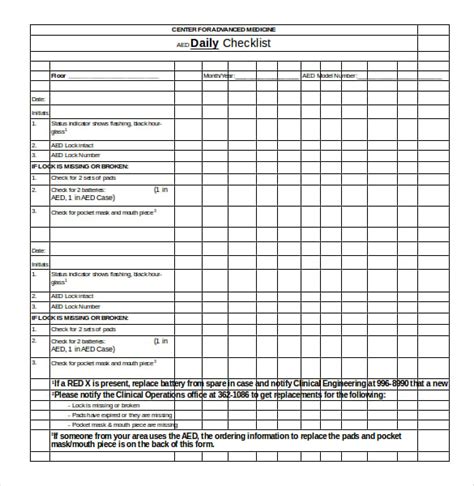 Daily Checklist Template Excel - Flyer Template