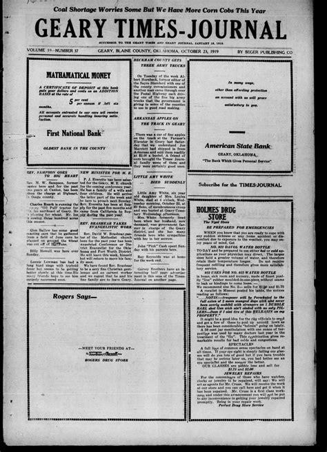 Geary Times-Journal (Geary, Okla.), Vol. 19, No. 37, Ed. 1 Thursday ...