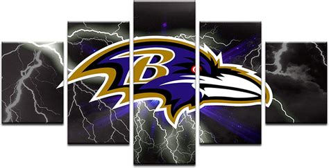 HAOSHUNDA Baltimore Ravens Logo Wall Decor Art Paintings5 Panel Canvas ...