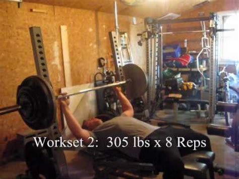 305 lbs x 2 x 8 - Ed Coan Bench Press Program - Week 3 (at 225 lbs) - YouTube