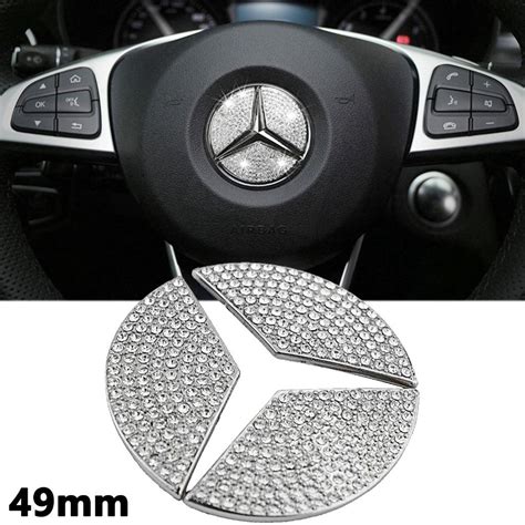 Fit Mercedes Benz 49mm Steering Wheel Center Logo Rhinestone Bling Decor Trim | eBay