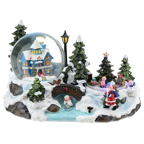 Christmas village with snow globe and train 15x25x15 cm | online sales ...