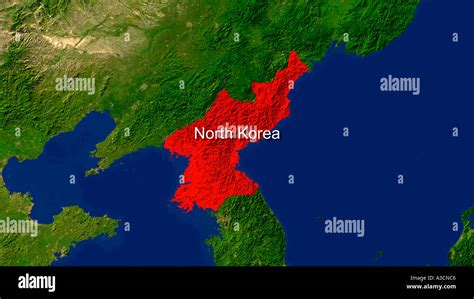 North Korea Highlighted On World Map