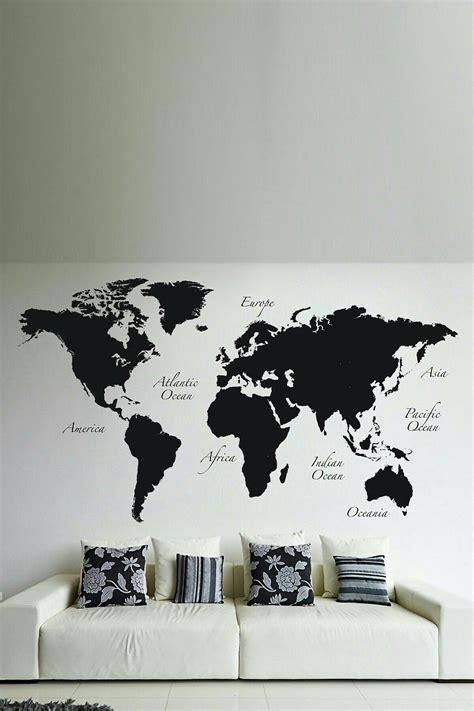 World Map Wall Decal, Wall Maps, Wall Stickers, Wall Decals, Home Decor Decals, Watercolor World ...