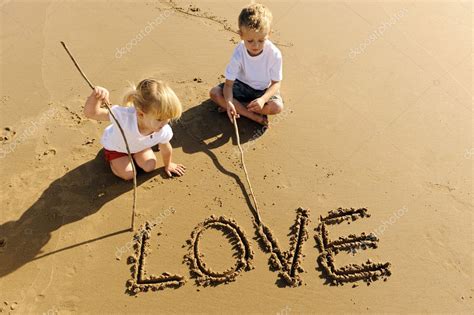 Kids writing in sand — Stock Photo © Daxiao_Productions #3735460