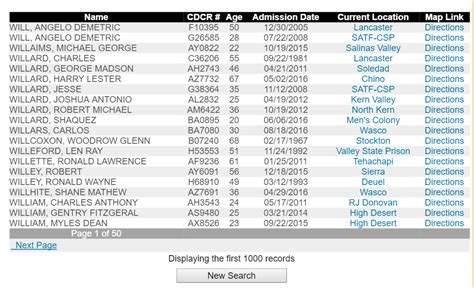 california inmate search results page - inmatesearchinfo.com