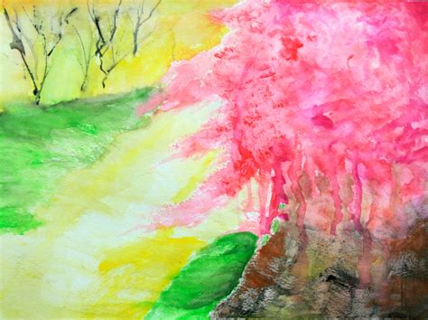 ES: Pink Willow Tree painting