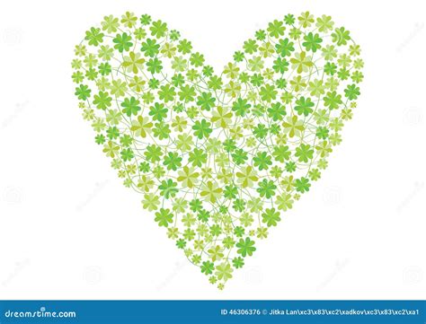 Color Four Leaf Clovers Heart Stock Vector - Illustration of four ...