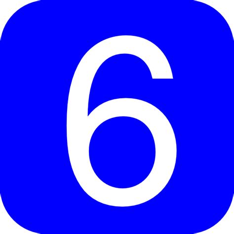 Blue, Rounded, Square With Number 6 Clip Art at Clker.com - vector clip ...