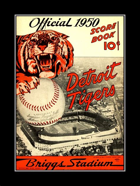 Detroit Tigers Baseball Poster Vintage 1950 Motor City Wall