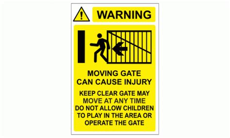 Warning Moving gate can cause injury sign | Electric Gate Sign | Warning Signs